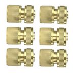 6Pcs Brass Garden Lawn Water Hose Pipe Fitting 1/2" Quick Connector