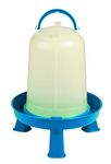 DOUBLE-TUF Poultry Waterer with Legs (Blue & White) - Durable Water Container with Carrying Handle for Chickens & Birds (1 Gallon) (Item No. DT9874)