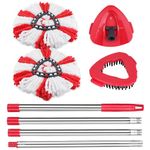 Sgizoku Turbo Spin Mop and Scrubber Brush Compatible with Vileda 1 Tank, 2 Microfibre Mop Heads + 1 Handle + 1 Scrubber Brush+ 1 Mop Base