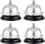 Juvale 4 Pack Mini Call Bell for Front Desk, Hotel Service, Kitchen Counter, Restaurants (Silver, 2.5x2 in)