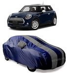 HEMSKAR All Weather Protection car Body Cover Compatible with Mini Coopercar Cover heatproof/Mini Cooper car Cover Water Resistant (Grey Stripes_with Mirror)