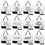 Cunno 24 Pcs Gifts Bag Bulk for Women Aesthetic Canvas Tote Bag Makeup Bags Inspired Gifts for Team Coworker Nurse Teacher(Classic Thank You)