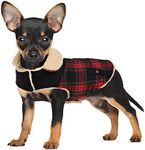 Preferhouse Winter Coat for Small and Medium Dogs, Puppy Plaid Jacket, Cotton Coat for Cold Weather, Windproof Warm Dog Garments, Pet Thickened Outfits Indoor Outdoor, Red S