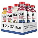 Bai Antioxidant Infusion Flavoured Water Beverage, Tropical Escape Variety Pack, 530 mL Bottles, 12 Count, 3 Each of Mango, Watermelon, Coconut and Blueberry