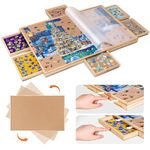 Becko US 1000 Piece Rotating Puzzle Board with 6 Sorting Drawers & Clear PP Cover, Push to Open Design, Spinning Puzzle Table with Lazy Susan for Adults and Kids, for Jigsaw Puzzles 1000 Piece