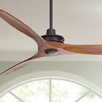 Casa Vieja 52" Windspun Rustic Farmhouse 3 Blade Indoor Ceiling Fan with Remote Control Matte Black Walnut Solid Wood for Living Kitchen House Bedroom Family Dining Home Office Kids Room