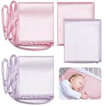 Hosuly 2 Pcs Satin Bassinet Sheet Baby Hair Soft Silk Feeling Sheet Baby Bassinet Sheets for Rectangle Cradle Bassinet Pad Mattress Boys and Girls Newborn and Infant (Pink and Purple)