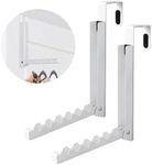 2 PCS Foldable Over Door Drying Laundry Rack Hooks for Hanging Clothes with 6 Grooves Over Door Towel Racks,Portable Clothing Hanger Hook No-Drilling,Modern Bathroom Towel Rack Holder