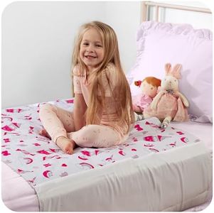 IMPROVIA® Toddler Bed Wetting Pad – 2 Pack 34x36 Waterproof Mattress Protector with Tuckable Wings – Ultra Absorbent, Fast Drying, Non-Slip Washable Underpad for Kids & Potty Training – Unicorn Design