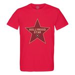 Men's T-Shirt Crew Neck Organic Cotton Hollywood Star Cinema Los Angeles Film Red