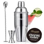 25oz Cocktail Shaker Set - Drink Shaker with Bartender Strainer - Professional Drink Mixer Set for Beginners - Silver - KITESSENSU