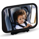 Lulyboo Large Baby Mirror for Car with 360° Rotation, Adjustable Rear Facing Car Seat Mirror, Black