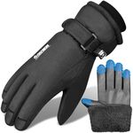 ARFNKIM Waterproof & Windproof Winter Gloves with Fleece Lining, -20℉ Coldproof Touch Screen Thermal Ski Gloves for Cycling, Hiking, Snowboarding, Running, Outdoor Sports - Men Women (L)