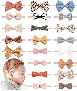 21 PCS Baby Headbands and Bows Hairbands Soft Nylon Elastics Handmade Girls Hair Accessories for Newborn Babies Infant Toddlers Kids