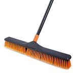 CLEANHOME- 24 Push Broom Outdoor for Floor Cleaning with 65 Long Handle and Stiff Bristles, Heavy Duty Broom Brush for Shop, Deck, Garage, Concrete Sweeping