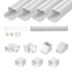 VEVOR Mini Split Line Set Cover 76.2mm W 4830mm L, PVC Decorative Pipe Line Cover For Air Conditioner with 4 Straight Ducts & Full Components Easy to Install, Paintable for Heat Pumps, White