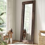 Barnyard Designs Rustic Farmhouse Full Length Mirror - Wood Frame Floor Standing Bedroom Mirror (64" x 24" / Brown)