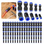 SUNJOYCO 100Pcs Straight Push Connectors, Quick Release Push to Connect Fittings Kit, Plastic Pneumatic Connectors Air Line Fittings Connect Air Hose Fittings for 5/32 1/4 5/16 3/8 1/2 Tube, 2 Way