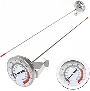 Lightbeam 16" Long Stem Deep Fry Thermometer with Clamp (2 Pack), Instant Read 2" Dial Meat BBQ Thermometer for Deep Fry, Grill, Turkey, Candy, Coffee etc