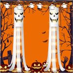 SHAVINGFUN 2 Pack Halloween Ghost Windsock Flag with Lights, 180cm Glow in the dark Halloween Outdoor Hanging Decor for Door Garden Window Yard Outdoor Decor