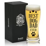 Onebttl Dog Dad Gifts for Men, Best Dog Dad Ever, 15oz Beer Glass for Dog Father, Dog Lover, Owner, Dog Person on Birthday, Christmas