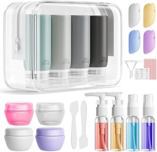 Muslish 21 Pack Travel Bottles for Toiletries, Leak-Proof TSA Compliant Silicone Travel Size Containers for Shampoo and Conditioner, BPA Free with Toiletry Bag (Gray)