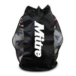 Mitre Mesh Football Bag | Holds 12 Balls | Adjustable Straps | Ventilated Panels, Black, One Size