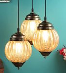 GAUVIK Vintage 3 Light Luster Globe with Bulb Hanging for Restaurant,Bedroom, Living Room and Home Decor Chandelier Ceiling Lamp.Golden Antique