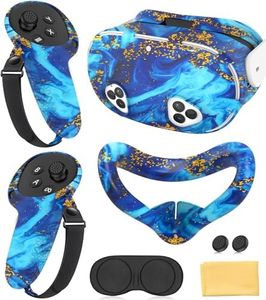 Silicone Cover Set Compatible with Meta Quest 3S Accessories, VR Protector Face Cover, Controller Grips, Front Shell Headset and Lens Protective (Illusion Blue)