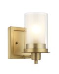 Designers Impressions Juno Brushed Brass 1 Light Wall Sconce/Bathroom Fixture with Clear and Frosted Glass: 73485