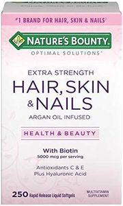 Nature's Bounty Hair Skin and Nails 5000 mcg of Biotin - 250 Coated Tablets Regular & Extra Strength (Extra Strength, Two Bottles each of 250 Softgels)