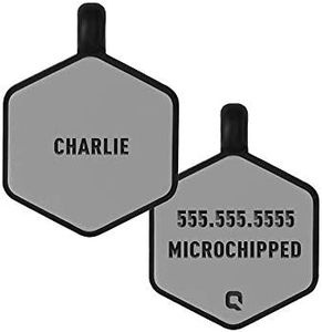 QALO Customized Silicone Pet ID Tag, Durable Dog & Cat Name Tag, Customized Engraved Silicone ID Dog Tags and Cat Tags, Jingle-Free & Lightweight, Classic Hex, Grey