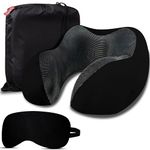 Trajectory Travel Neck Pillow Memory Foam 3 in 1 Combo with Eye Mask and Carry Bag Combo for Travel in Flights Train Airplane and Orthopedic Cervical Pain