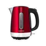 Morphy Richards Equip Kettle, 1.7L, 3Kw Rapid boil, Removeable Limescale Filter, Easy View Water Gauge, Stainless Steel Case, Red, 102785
