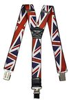 Braces/Suspenders for All Ages, Y-Shape with London Designs. Adult, GB Flag A