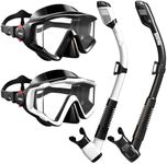 Aegend Snorkel Diving Mask for Adult Men Women – Diving Goggles Anti-Fog Tempered Glass Lens | for Adult Snorkeling, Swimming & Diving Gear (Black & White-2 Pack)
