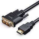 AURUM CABLES HDMI to DVI Adapter 6 Feet, High Speed Male to Male DVI to HDMI 1080P, Gold Plated, PVC Shell, 30 AWG, Laptop to Monitor Cable is HD Compatible with PC, TV, Xbox, PS3, Black