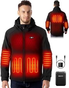 WASOTO Heated Jackets for Men With 16000mAh Battery Pack Included Windproof Water Resistant Mens Heated Jacket with Foldable Hood (Black,XL)