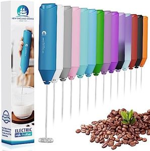 Powerful Milk Frother Handheld Foam Maker, Mini Whisk Drink Mixer for Coffee, Cappuccino, Latte, Matcha, Hot Chocolate, No Stand, Metal Blue