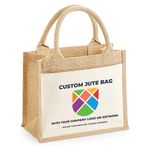 Personalised Business Logo Jute Bag - Upload Your Own Custom Artwork - Premium Branded Event Tote Bag, Full-Colour Printing, Promotional Merchandise Bag, 100% Laminated Jute