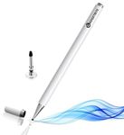 Stylus Pen for Android Tablet & iOS All Touchscreen Devices Capacitive Universal Smart Pen Pencil with Fine Point Disc Tip Lightweight Metal Body and Magnetic Cover for Mobile Phone iPad Tab - White