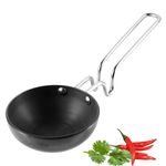 Vinod Black Pearl Hard Anodised Tadka Pan - Small | 3.25mm Thickness | Natural Stick Resistant | Metal Spoon Friendly | Balance Design Handle | 2 Year Warranty - Black