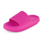 CUSHIONAIRE Women's Feather Cloud Recovery Slide Sandals with +Comfort, Hot Pink 11