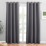 PONY DANCE Blackout Thermal Curtains 84 Inch Drop for Living Room Grey Blackout Curtains Eyelet Lounge Curtains for Window Treatment Bedroom/Nersery Curtains & Drapes, W52 X L84, Gray