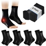 cheap4uk 4 Pairs Neuropathy Socks Functional Socks for Neuropathy Compression Socks for Women Men for Ankle Neuro Pain Relief & Plantar Fasciitis Functional Soothe Relief Socks (Black, 5-7.5)