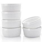 Nuwave Ceramic Ramekins 8 oz, Set of 6, Elegant Classic Style Ramekins for Baking Souffles, Creme BrulÃƒ©es, Custards, Puddings, 4.3ââ‚¬Â Wide & 2ââ‚¬Â Tall, Microwave, Oven & Dishwasher-Safe, Ivory White