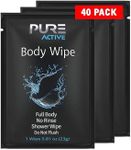 Shower Body Wipes, 40 Individually Wrapped Personal Hygiene Body Wipes for Women and Men, Keep Clean After Gym Travel Camping Outdoors Sports