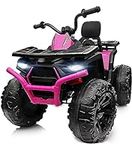 Hikiddo Kids ATV 4 Wheeler, 24V Ride On Toy for Big Kids with 400W Motor, 2 Seater - Rose Pink