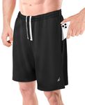 NY Threads Men's Athletic Shorts Quick Dry Lightweight Running Workout Gym Shorts with Pockets, Medium, Black