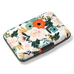 Atufsuat Credit Card Holder, Mini Aluminum Card Wallet RFID Blocking Slim Metal Hard Card Case for Women Men, Colorful Flowers